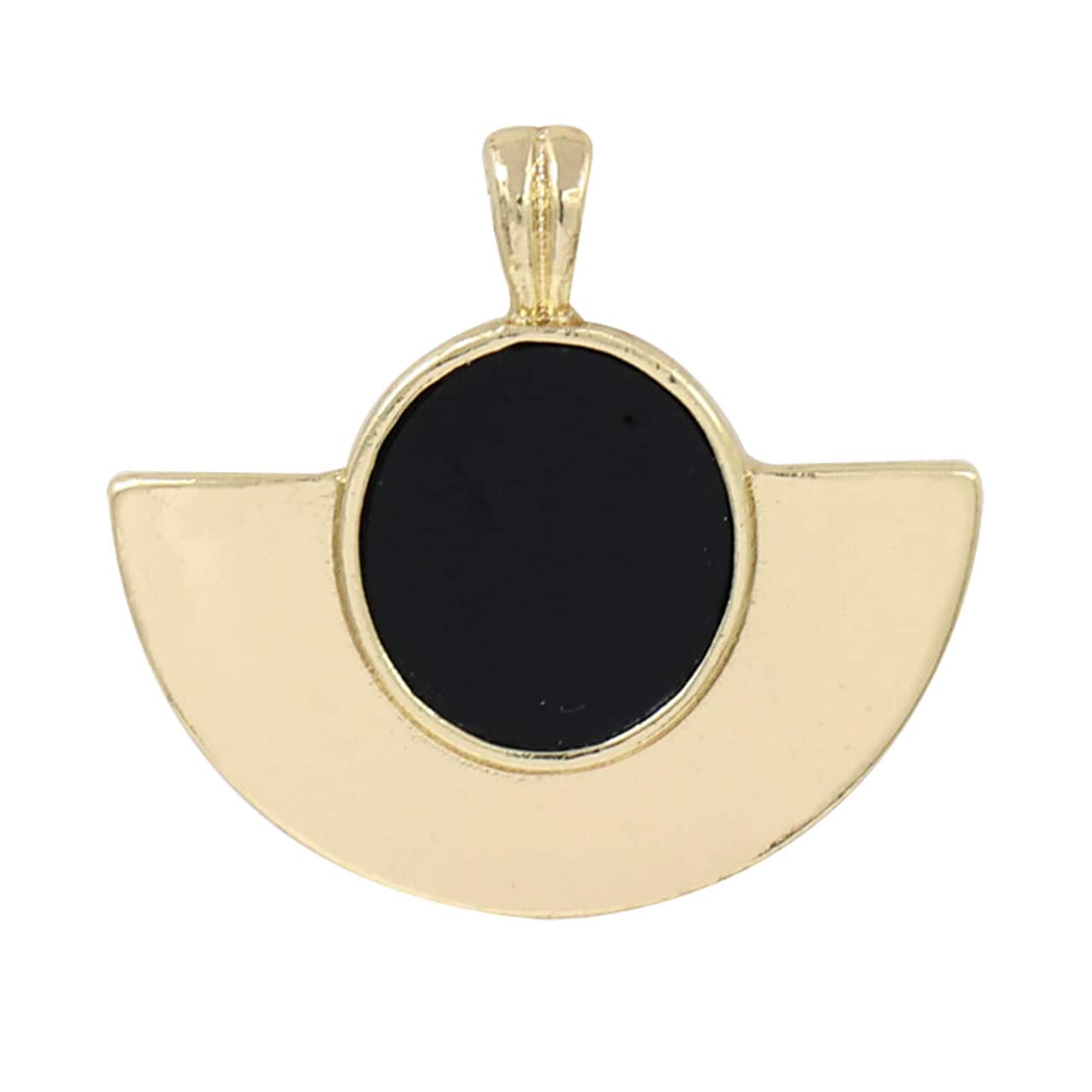 Gold & Black Geometric Half Circle Pendant by Bead Landing™